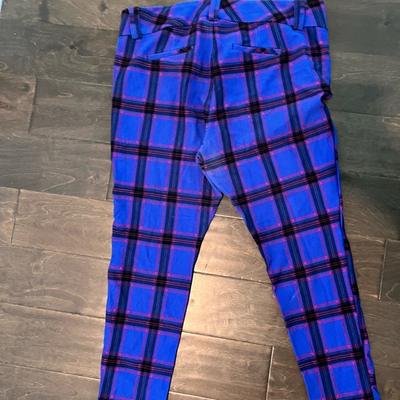 Vibrant Blue Plaid Trousers - Picture 5 of 5